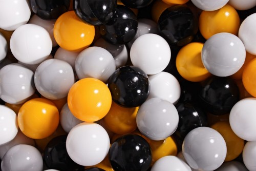 Soft Plastic Balls 7cm for the Ball Pit Set 100pcs: White/Gray/Black/Yellow