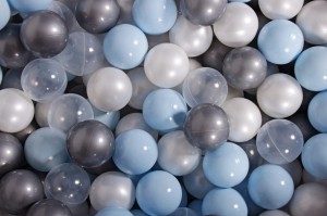 Soft Plastic Balls 7cm for the Ball Pit Set 100pcs: Baby Blue/White Pearl/Silver/Transparent