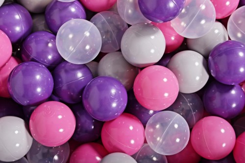 Soft Plastic Balls 7cm for the Ball Pit Set 100pcs: Violet/Light Pink/Gray/Transparent