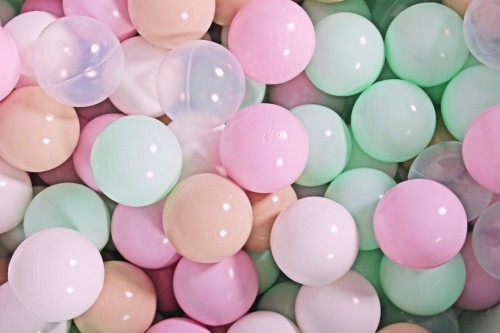 Soft Plastic Balls 7cm for the Ball Pit Set 100pcs: Beige/Mint/Pastel Pink/White/Transparent