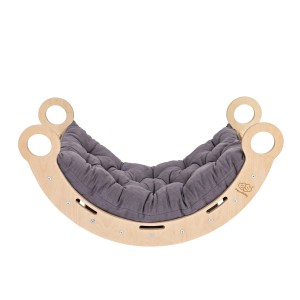 Small Dream Rocker Classic Wood with Grey Pillow