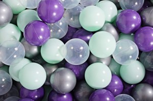 Soft Plastic Balls 7cm for the Ball Pit Set 300pcs: Violet/Mint/Transparent Silver