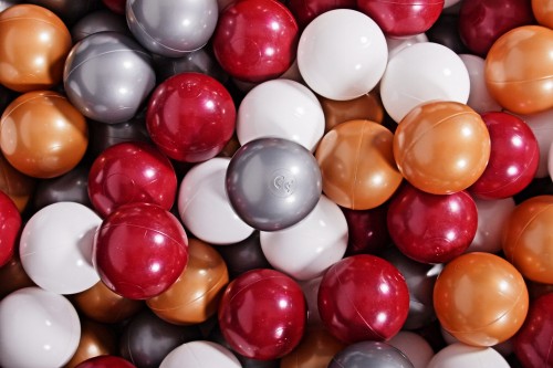 Soft Plastic Balls 7cm for the Ball Pit Set 400pcs: Gold/White/Silver/Pearl Burgundy