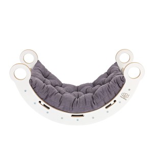 Medium Dream Rocker White Wood with Grey Pillow