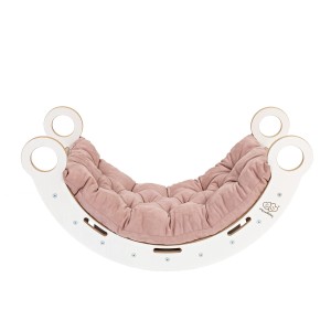 Large Dream Rocker White Wood with Pink Pillow