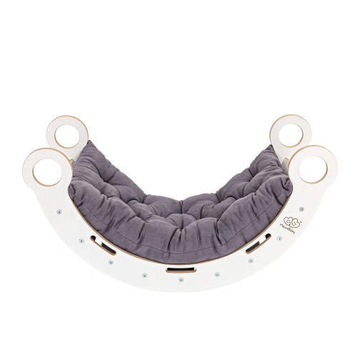 Large Dream Rocker White Wood with Grey Pillow