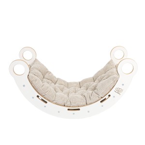 Large Dream Rocker White Wood with Beige Pillow