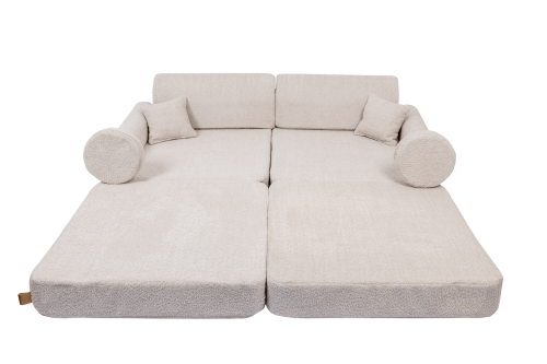 Boucle Premium Kids Sofa, Champagne Ecru
