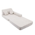 Boucle Premium Kids Sofa, Champagne Ecru