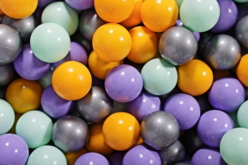 Soft Plastic Balls 7cm for the Ball Pit Set 500pcs: Lilac/Yellow/Mint/Silver