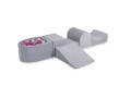 Velvet Foam Playset with Small Ball Pit with 100 Balls Light Gray: White Pearl /Gray/Dark Pink
