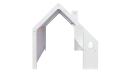Wooden White House with Blue Roof