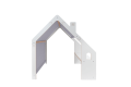 Wooden White House with Blue Roof