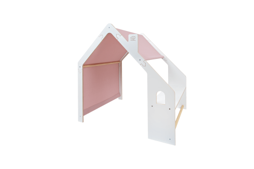 Wooden White House with Pink Roof