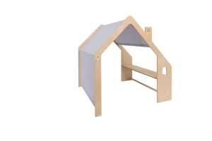 Wooden House with Blue Roof