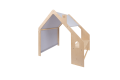 Wooden House with Blue Roof