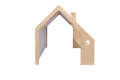 Wooden House with Blue Roof