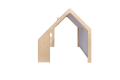 Wooden House with Blue Roof