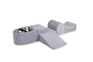 Velvet Foam Playset with Small Ball Pit with 100 Balls Light Gray: Black/Gray/White