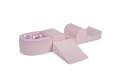 Velvet Foam Playset with Small Ball Pit with 100 Balls Light Pink: Pastel Pink/Transparent/White