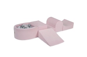 Velvet Foam Playset with Small Ball Pit with 100 Balls Light Pink: White Pearl/Gray