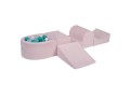 Velvet Foam Playset with Small Ball Pit with 100 Balls Light Pink: White/ Turquoise/ Transparent