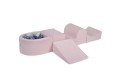 Velvet Foam Playset with Small Ball Pit with 100 Balls Light Pink: Violet/Silver/Mint/Transparent