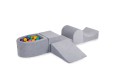 Velvet Foam Playset with Small Ball Pit with 100 Balls Light Gray: Violet/Light Pink/Yellow/Turquoise