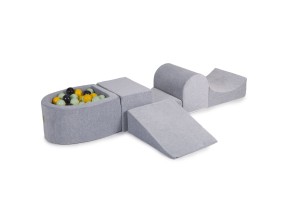 Velvet Foam Playset with Small Ball Pit with 100 Balls Light Gray: Light Green/Yellow/Black