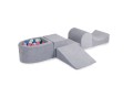 Velvet Foam Playset with Small Ball Pit with 100 Balls Light Gray: Light Pink/Blue/White Pearl/Mint