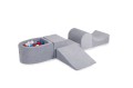 Velvet Foam Playset with Small Ball Pit with 100 Balls Light Gray: Blue/Red/White