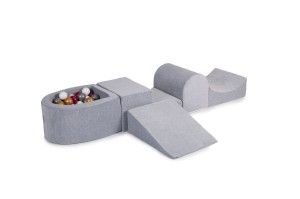 Velvet Foam Playset with Small Ball Pit with 100 Balls Light Gray: Gold/White/Silver/Burgundy Pearl