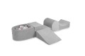 Velvet Foam Playset with Small Ball Pit with 100 Balls Light Gray: Gray/White/Pastel Pink