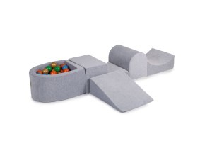 Velvet Foam Playset with Small Ball Pit with 100 Balls Light Gray: Gold/Green/Orange/Blue