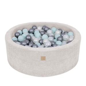 Boucle Baby Ball Pit champagne-ecru 200 Balls White Pearl, Mint Pearl, Silver