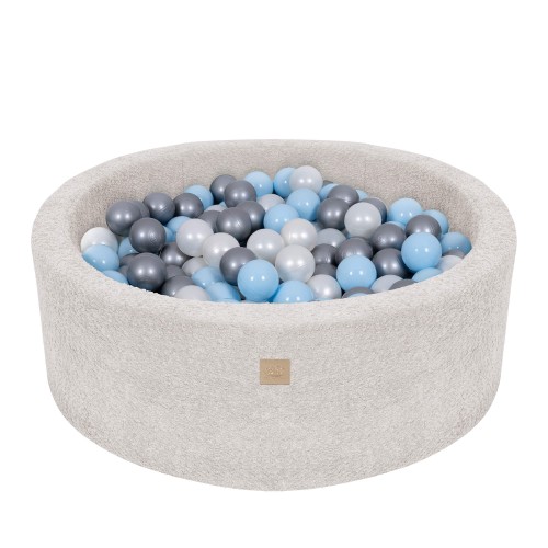 Boucle Baby Ball Pit champagne-ecru 200 Balls White Pearl, Babyblue, Silver