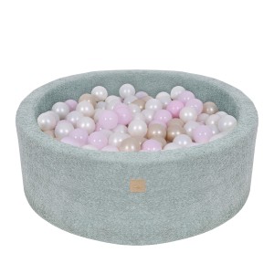 Boucle Baby Ball Pit fresh-mint 200 Balls White Pearl, Light Pink Pearl, Light Gold Pearl