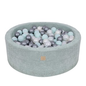 Boucle Baby Ball Pit fresh-mint 200 Balls White Pearl, Mint Pearl, Silver