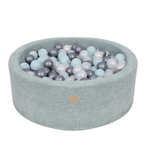 Boucle Baby Ball Pit fresh-mint 200 Balls White Pearl, Mint Pearl, Silver