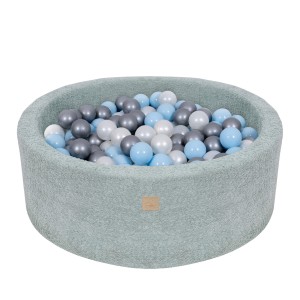 Boucle Baby Ball Pit fresh-mint 200 Balls White Pearl, Babyblue, Silver