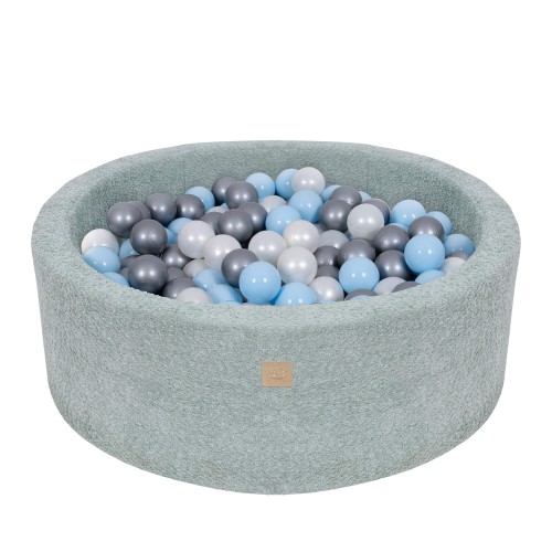 Boucle Baby Ball Pit fresh-mint 200 Balls White Pearl, Babyblue, Silver