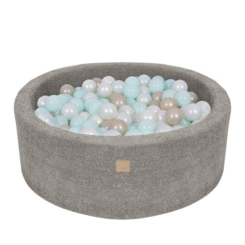 Boucle Baby Ball Pit tan-beige 200 Balls White Pearl, Mint Pearl, Light Gold Pearl