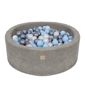 Boucle Baby Ball Pit tan-beige 200 Balls White Pearl, Babyblue, Silver