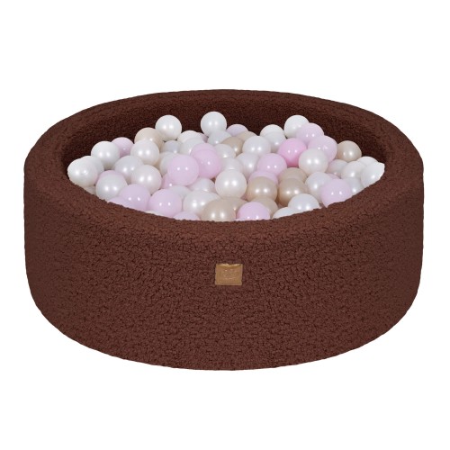 Bearly Baby Ball Pit Dark Brown 200 Balls White Pearl, Light Pink Pearl, Light Gold Pearl