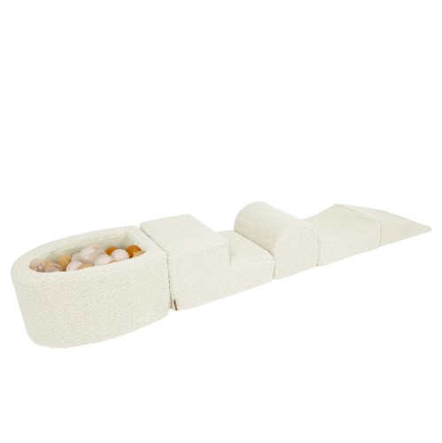 Bearly Foam Playset with Small Ball Pit with 100 Balls, Cream: White Pearl, Light Pink Pearl, Light Gold Pearl