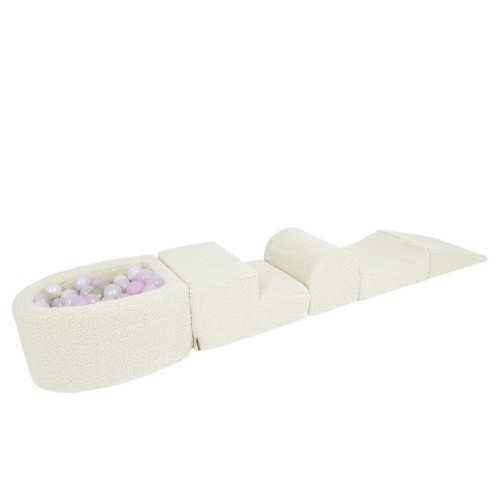 Bearly Foam Playset with Small Ball Pit with 100 Balls, Cream: White, Gold, Beige, Transparent