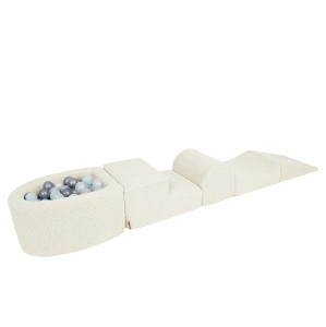 Bearly Foam Playset with Small Ball Pit with 100 Balls, Cream: Mint Pearl, White Pearl, Silver
