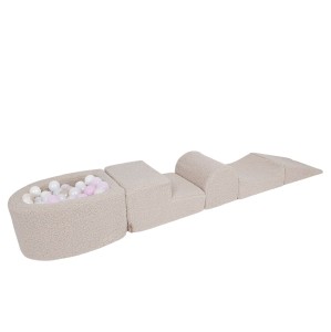 Bearly Foam Playset with Small Ball Pit with 100 Balls, Light Grey:White Pearl, Light Pink Pearl, Light Gold Pearl