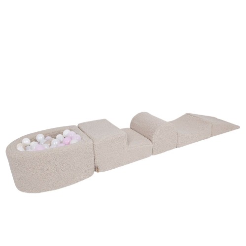 Bearly Foam Playset with Small Ball Pit with 100 Balls, Light Grey:White Pearl, Light Pink Pearl, Light Gold Pearl