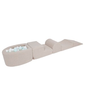 Bearly Foam Playset with Small Ball Pit with 100 Balls, Light Grey:Mint Pearl, White Pearl, Light Gold Pearl